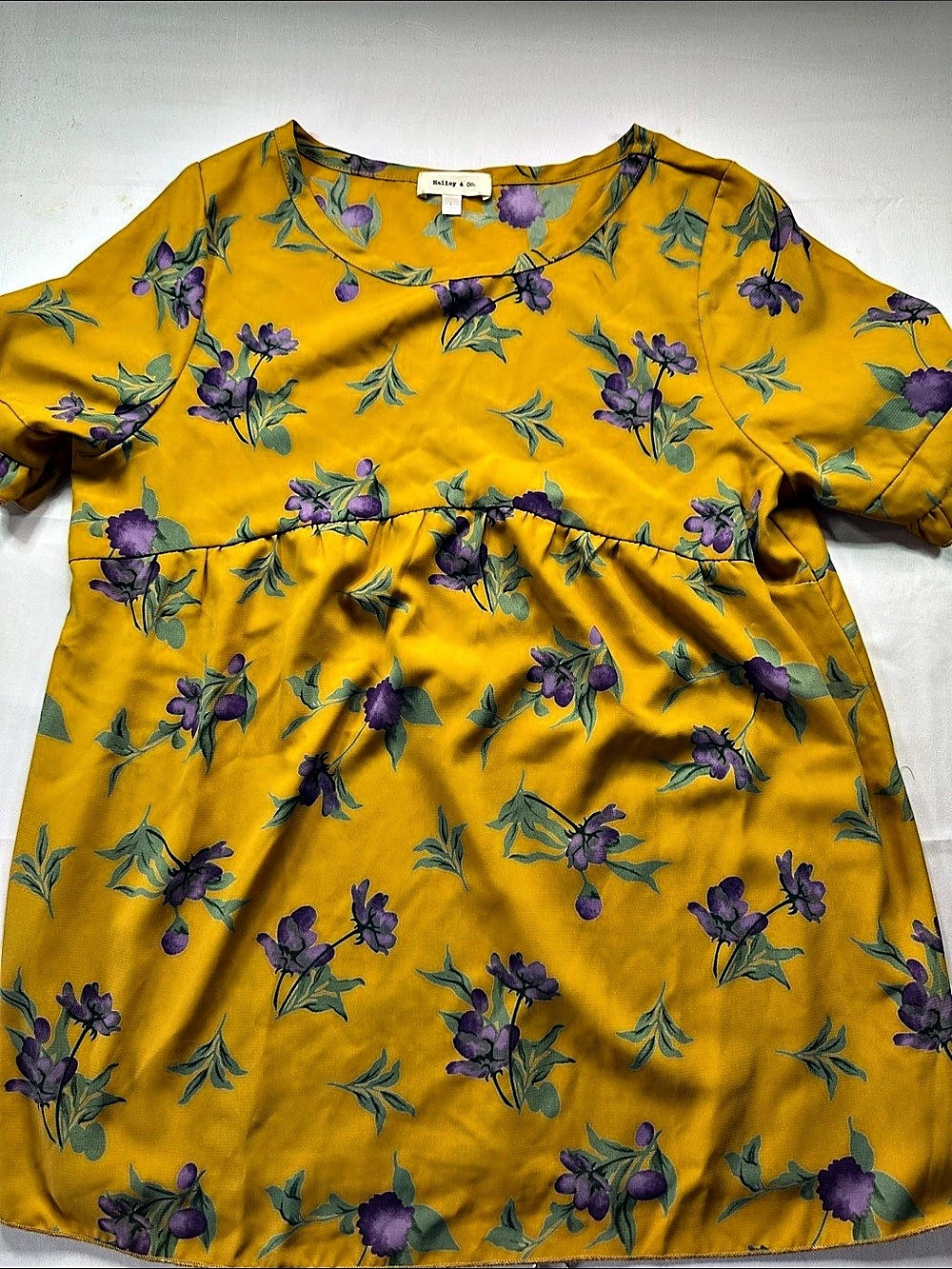Hailey & Co. Floral Blouse in Yellow & Purple Size Large